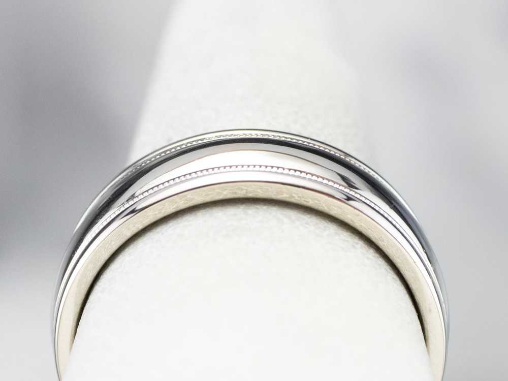Unisex Art Carved 14K White Gold Band - image 8