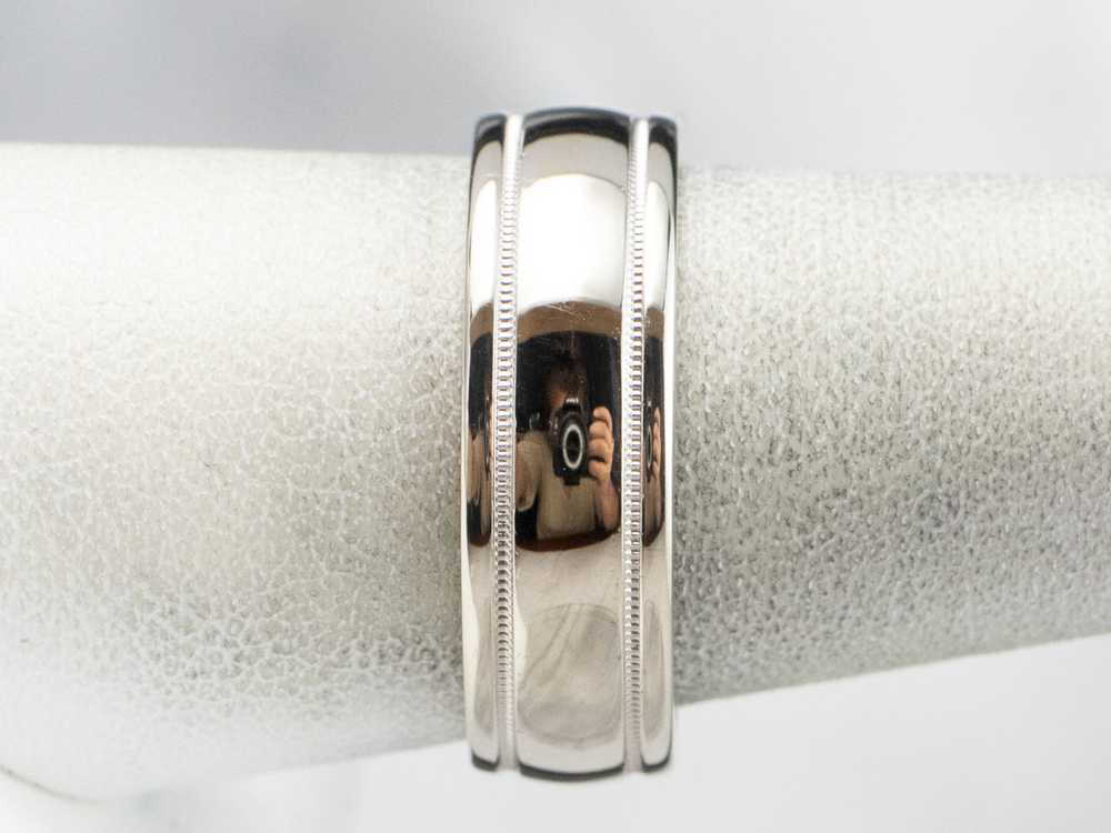 Unisex Art Carved 14K White Gold Band - image 9