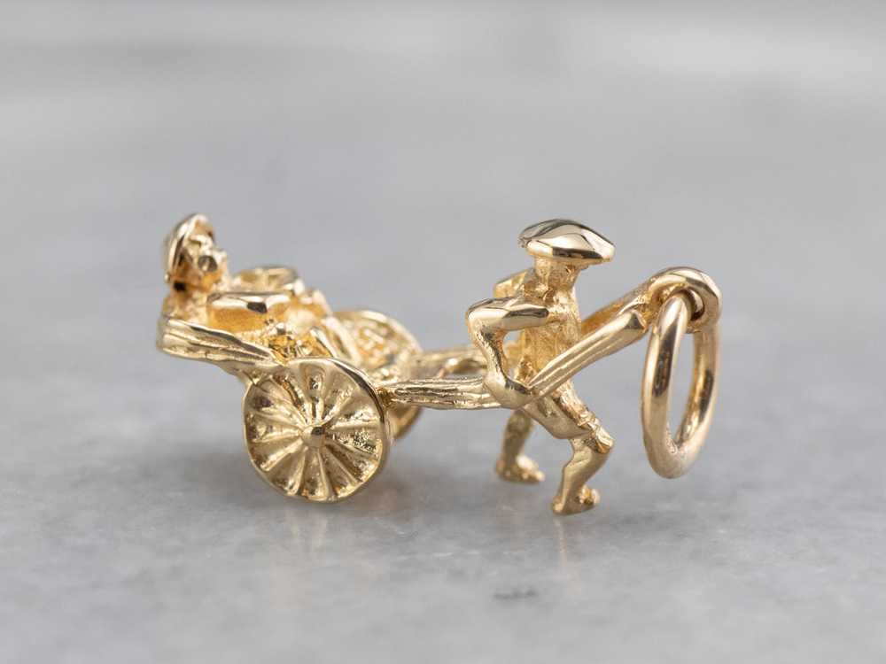 14K Yellow Gold Rickshaw Charm - image 1