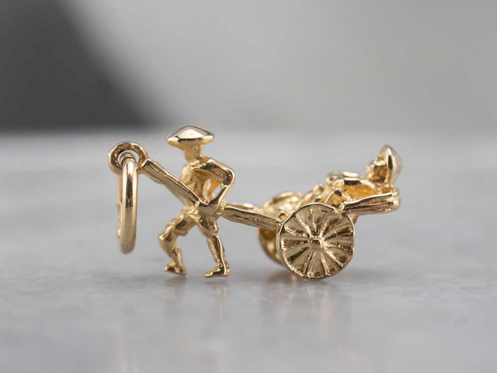 14K Yellow Gold Rickshaw Charm - image 2