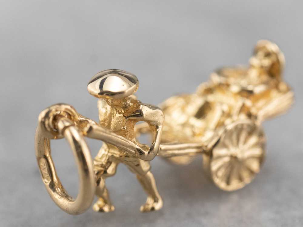 14K Yellow Gold Rickshaw Charm - image 5