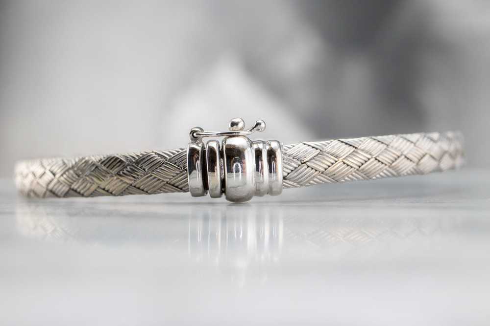 Vintage White Gold and Diamond Bangle Bracelet - image 4