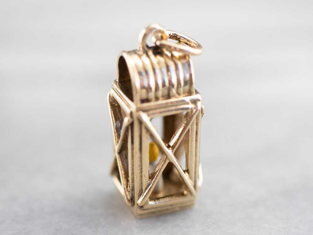 Large Gold Enamel Lantern Charm - image 1