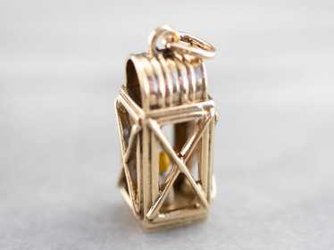 Large Gold Enamel Lantern Charm - image 1