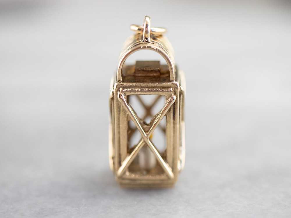 Large Gold Enamel Lantern Charm - image 2