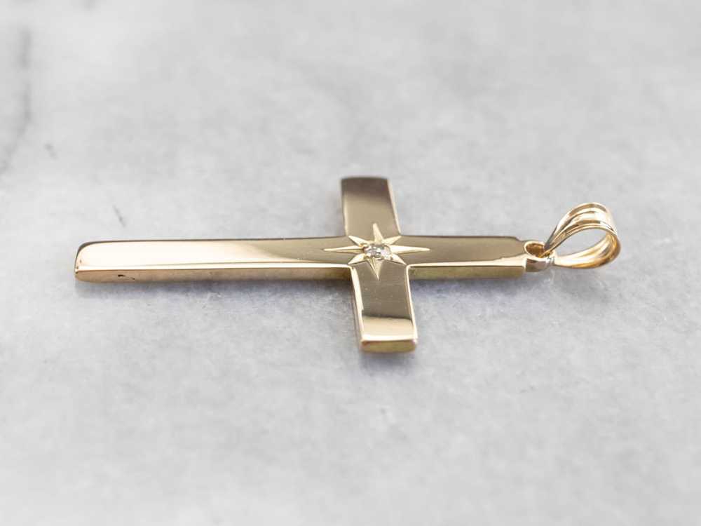 Diamond Large Gold Cross Pendant - image 3