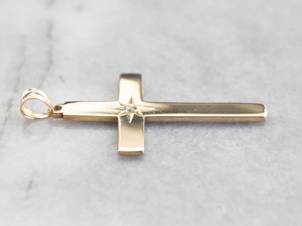 Diamond Large Gold Cross Pendant - image 4