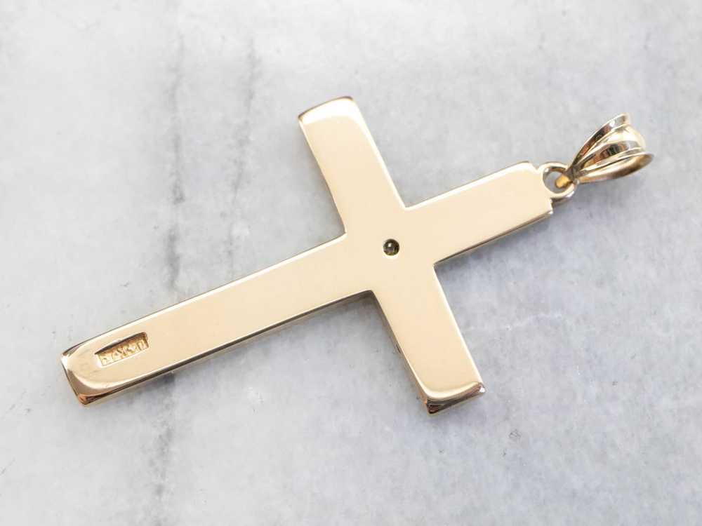 Diamond Large Gold Cross Pendant - image 5