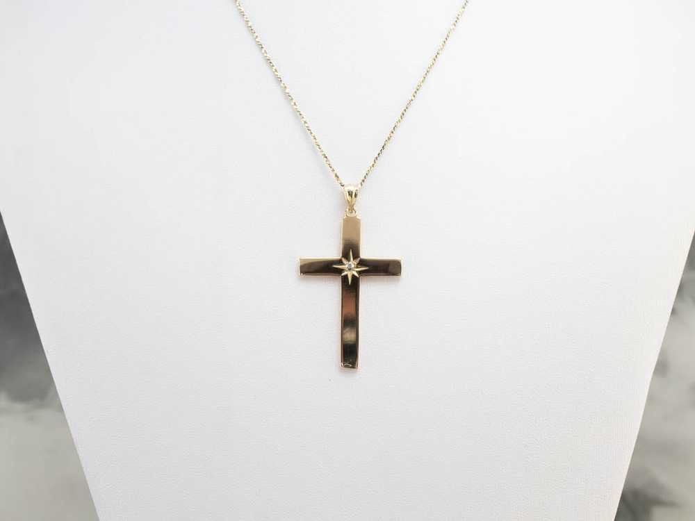 Diamond Large Gold Cross Pendant - image 7