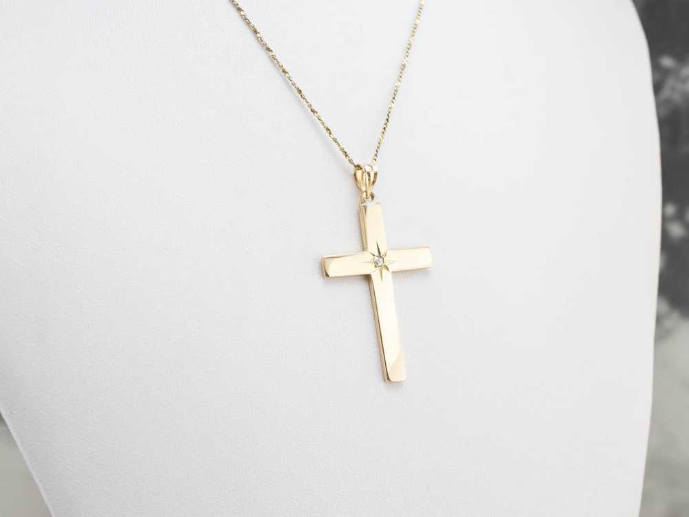 Diamond Large Gold Cross Pendant - image 8