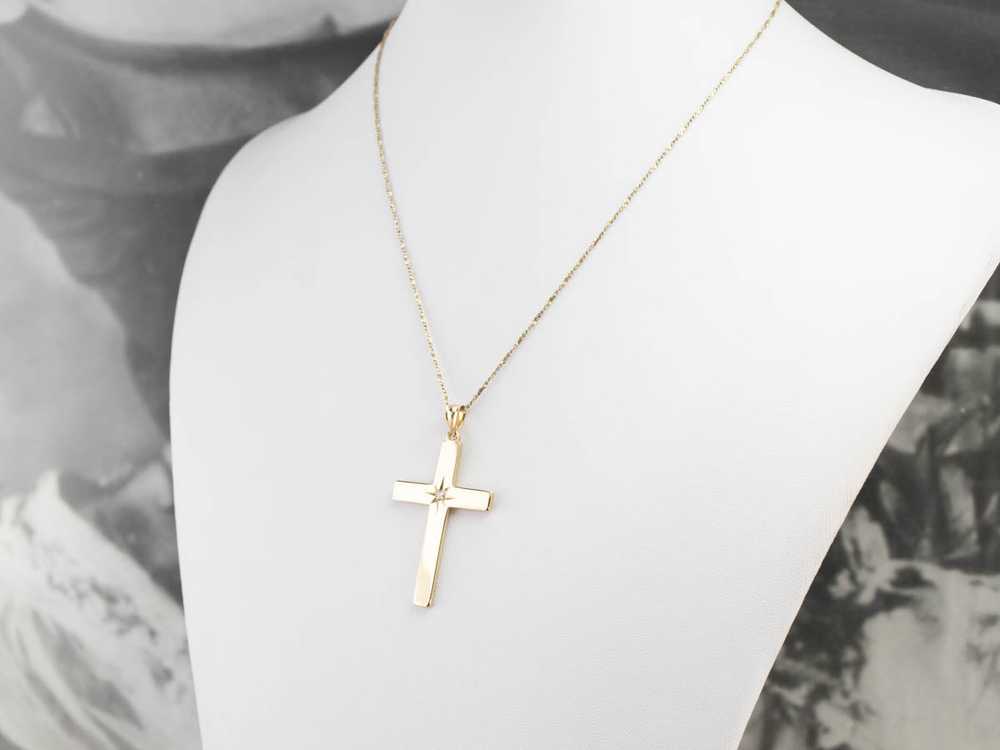 Diamond Large Gold Cross Pendant - image 9