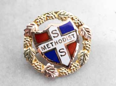 Gold Sunday School Methodist Pin - image 1