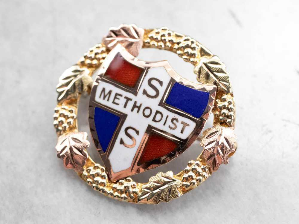 Gold Sunday School Methodist Pin - image 2