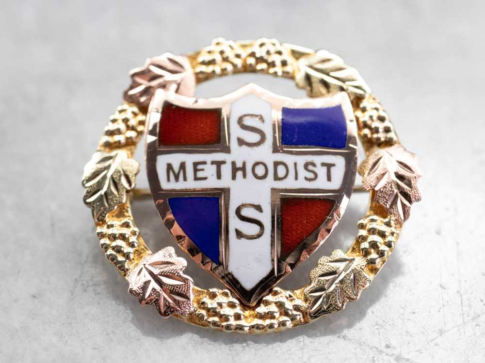 Gold Sunday School Methodist Pin - image 3