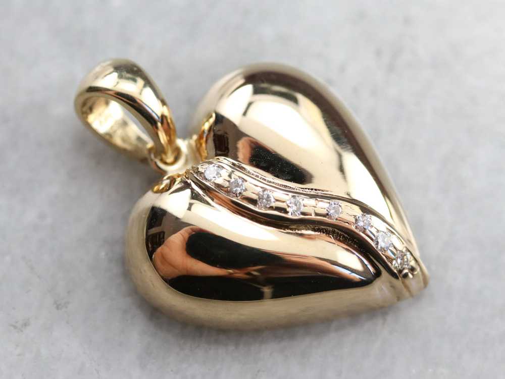 Diamond Heart Gold Pendant - image 1