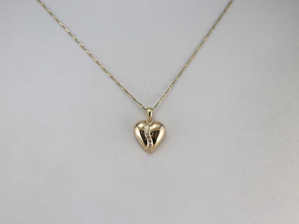 Diamond Heart Gold Pendant - image 6