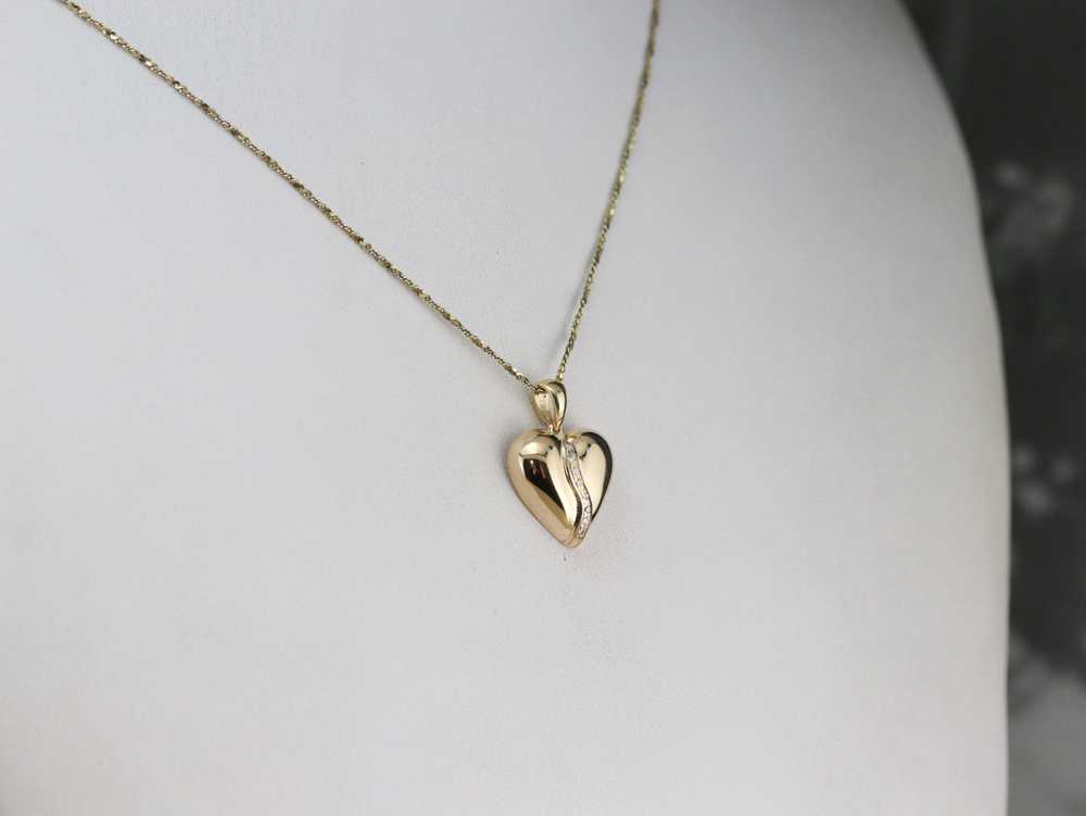 Diamond Heart Gold Pendant - image 7