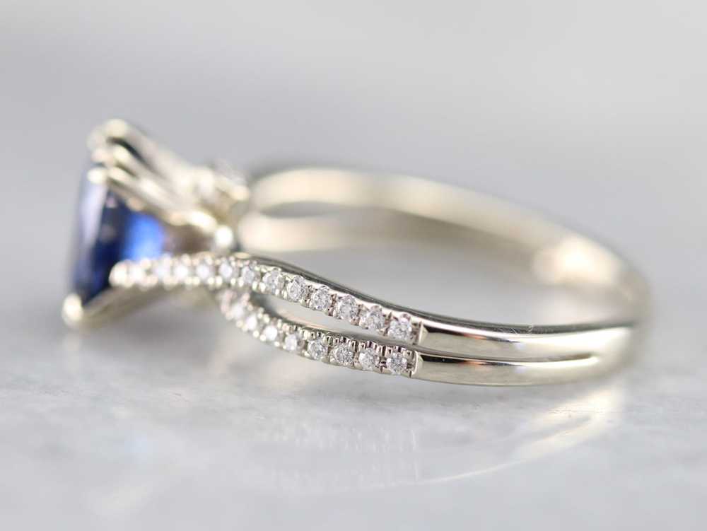 Sapphire Twisting Diamond Engagement Ring - image 4