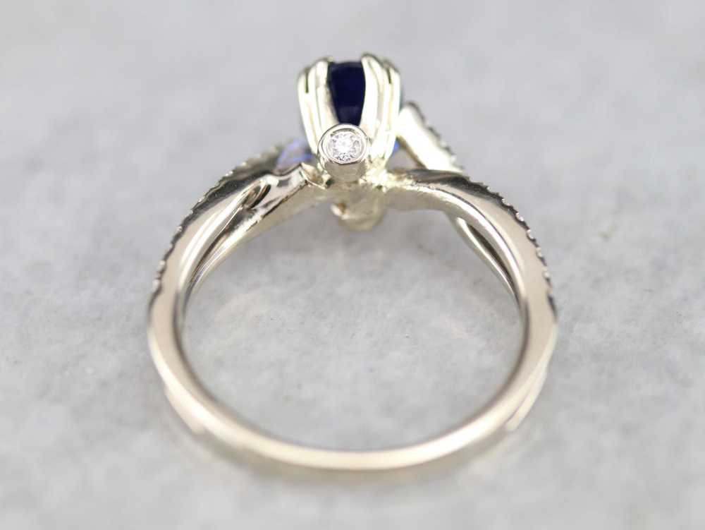 Sapphire Twisting Diamond Engagement Ring - image 5