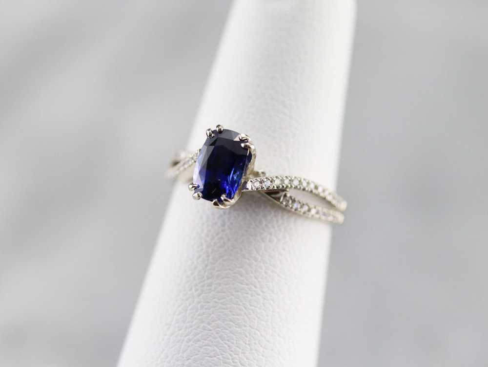 Sapphire Twisting Diamond Engagement Ring - image 7