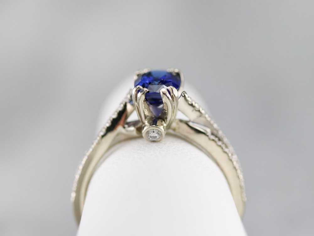 Sapphire Twisting Diamond Engagement Ring - image 8