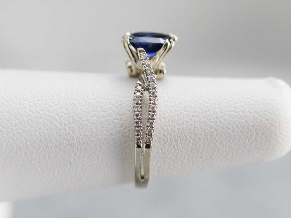 Sapphire Twisting Diamond Engagement Ring - image 9