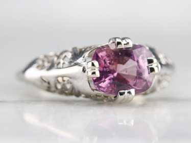 Art Deco Pink Ceylon Sapphire Solitaire Ring - image 1