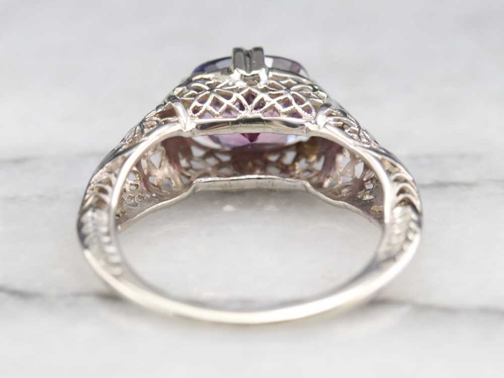 Art Deco Pink Ceylon Sapphire Solitaire Ring - image 5