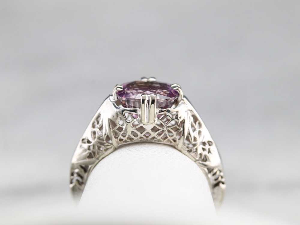 Art Deco Pink Ceylon Sapphire Solitaire Ring - image 7