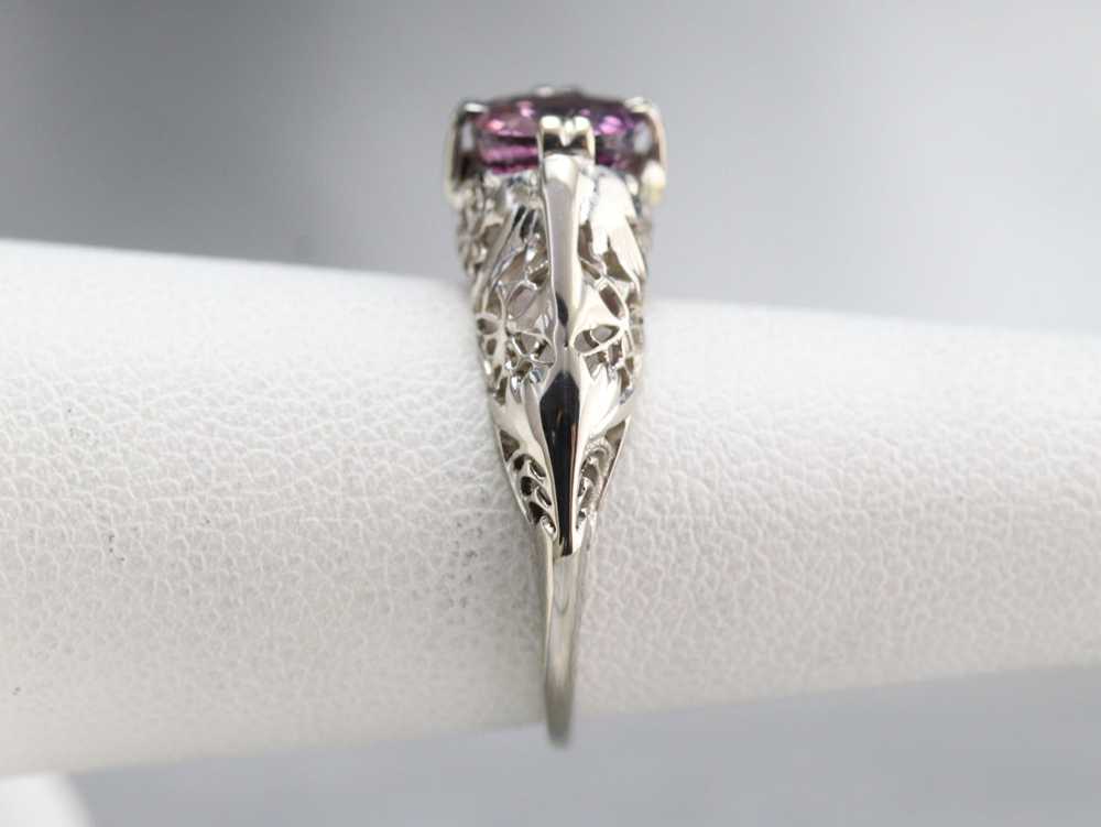 Art Deco Pink Ceylon Sapphire Solitaire Ring - image 8