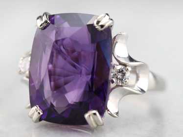 Amethyst and Diamond Cocktail Ring - image 1