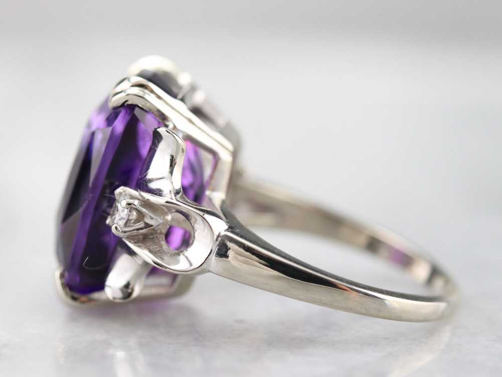 Amethyst and Diamond Cocktail Ring - image 4