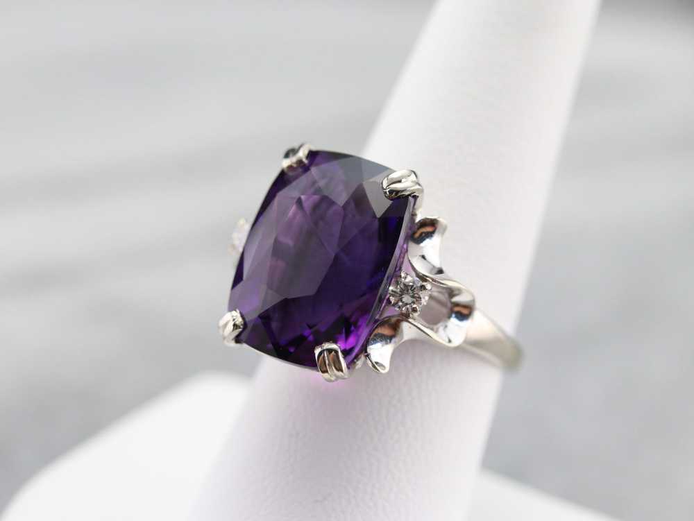 Amethyst and Diamond Cocktail Ring - image 7