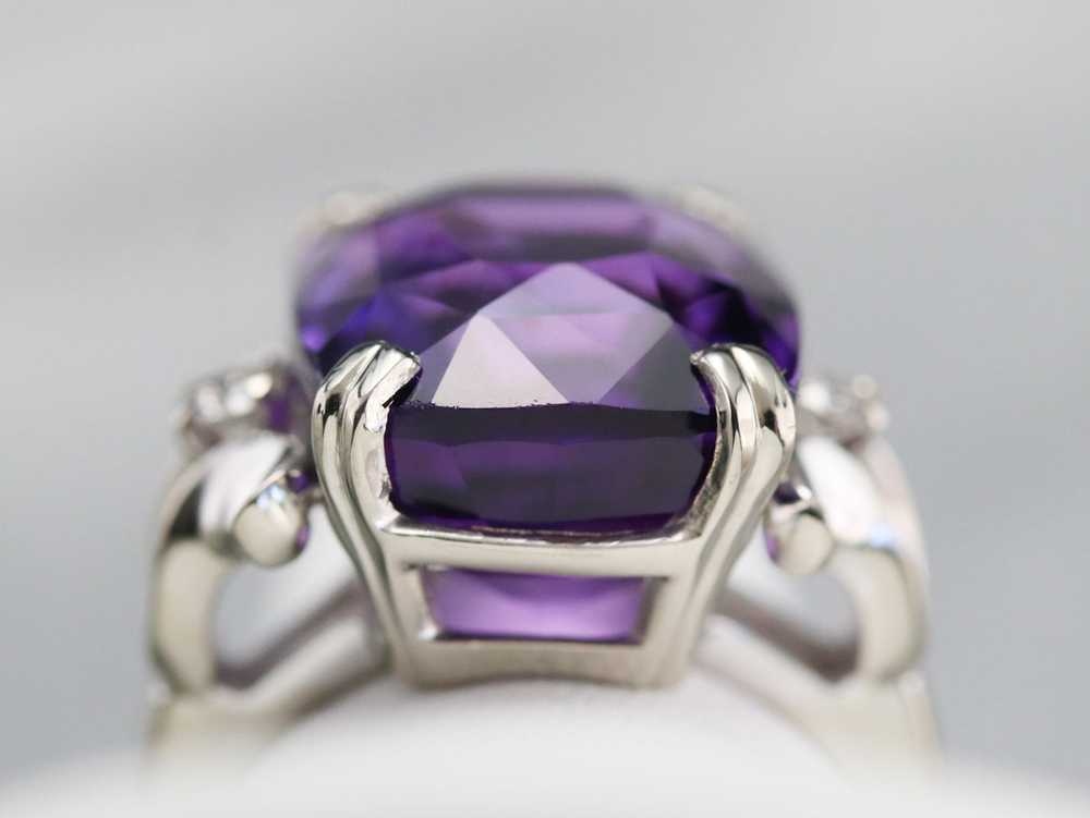 Amethyst and Diamond Cocktail Ring - image 8