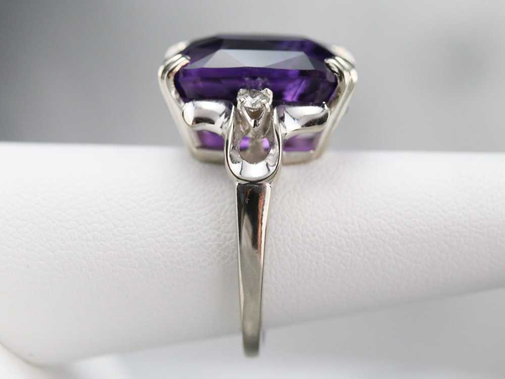 Amethyst and Diamond Cocktail Ring - image 9