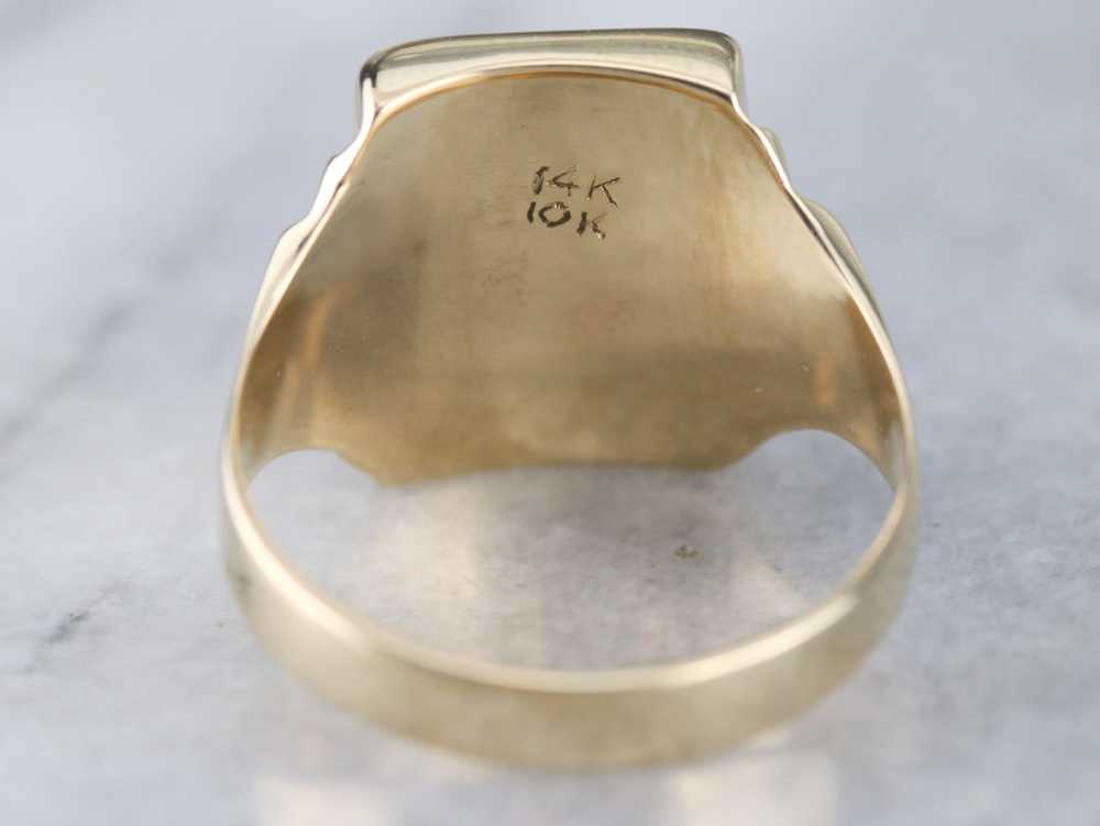 Mixed Metal Monogrammed "R" Signet Ring - image 3