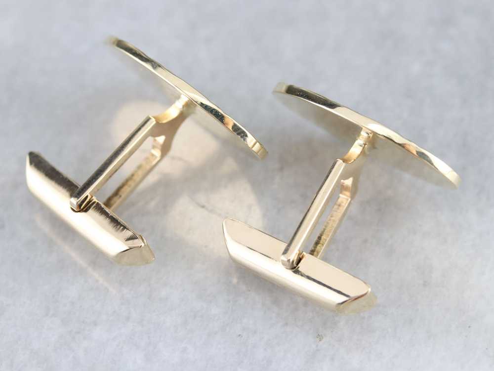 Vintage Cross Hatched Gold Cufflinks - image 3