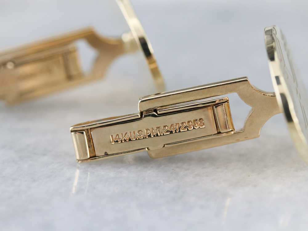 Vintage Cross Hatched Gold Cufflinks - image 4