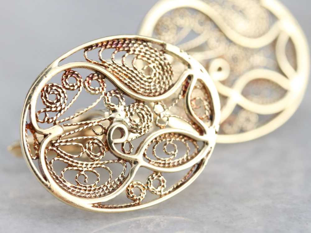 Vintage Gold Filigree Cufflinks - image 1