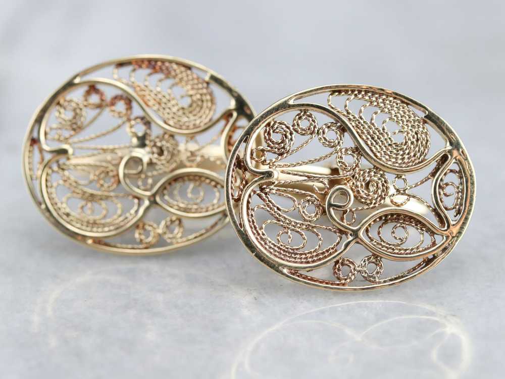 Vintage Gold Filigree Cufflinks - image 2