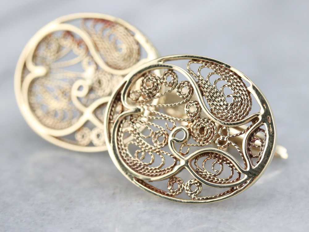 Vintage Gold Filigree Cufflinks - image 3