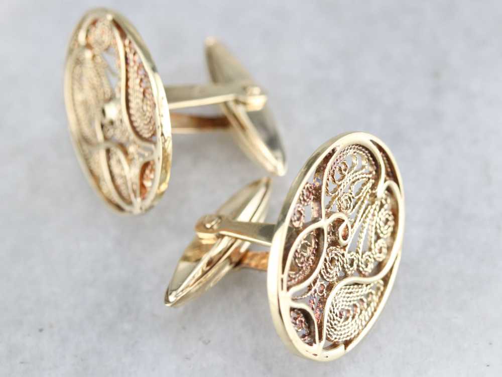 Vintage Gold Filigree Cufflinks - image 5