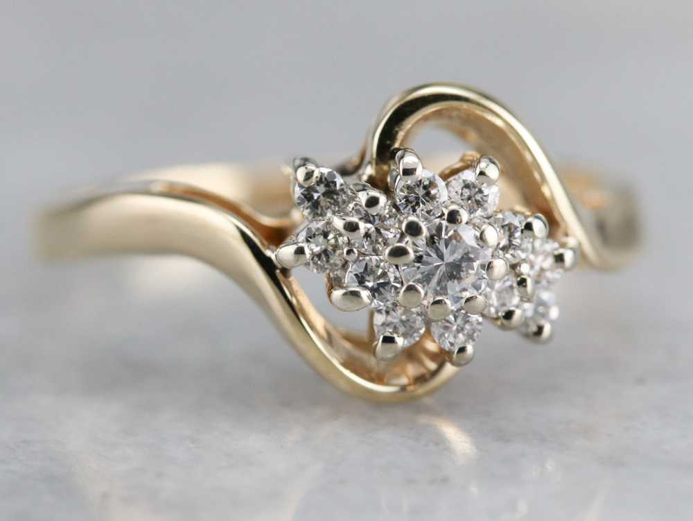 Gold Diamond Cluster Ring - image 1