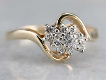 Gold Diamond Cluster Ring - image 1