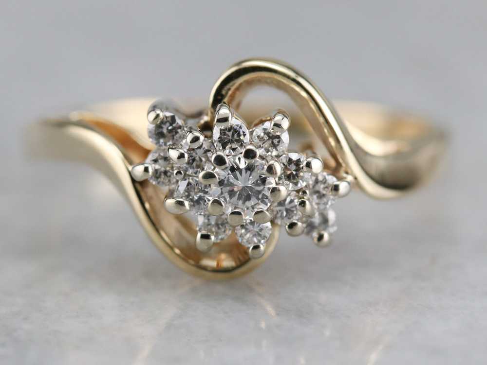 Gold Diamond Cluster Ring - image 2