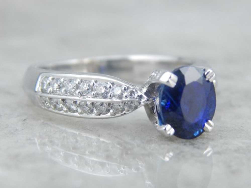 Fine Sapphire Engagement Ring with Diamond Accents - image 2