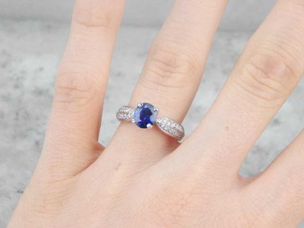 Fine Sapphire Engagement Ring with Diamond Accents - image 4