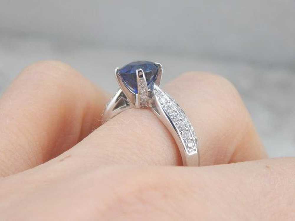 Fine Sapphire Engagement Ring with Diamond Accents - image 5