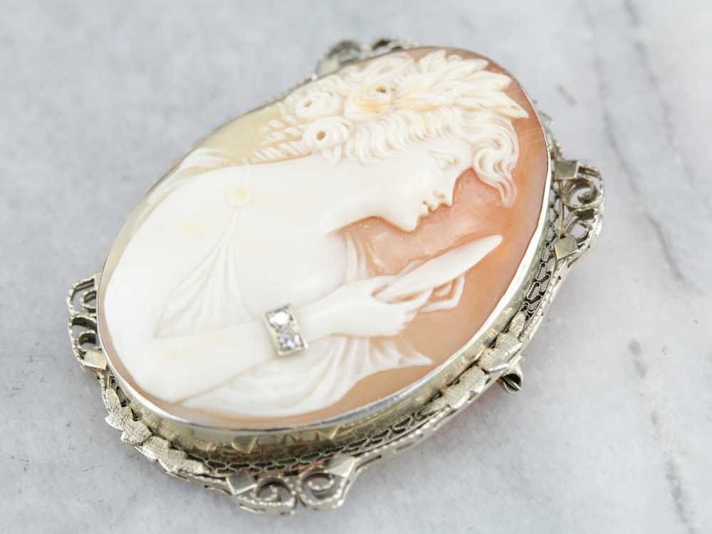 Unique Diamond Cameo Brooch or Pendant - image 1