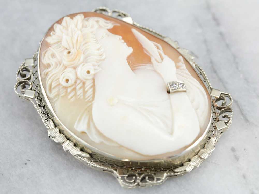 Unique Diamond Cameo Brooch or Pendant - image 2